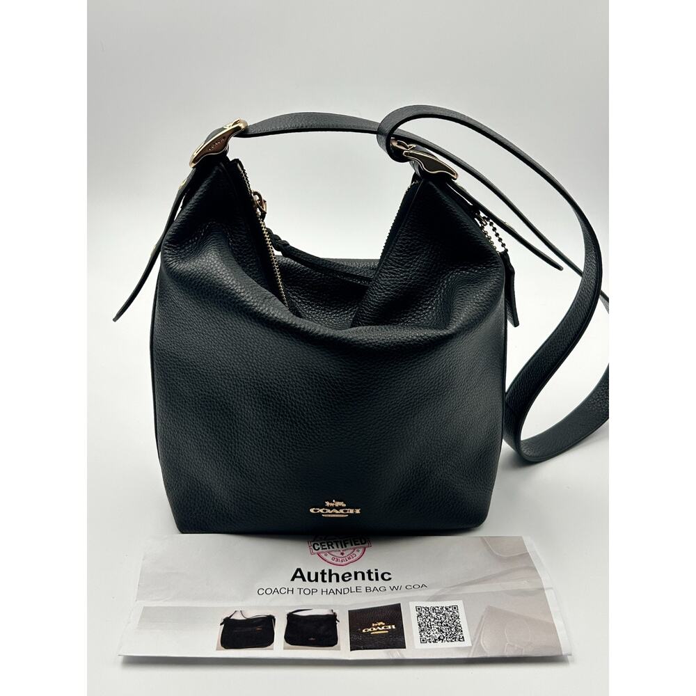 Authentic Coach Val Black Pebbled Leather Duffle Bag Purse Crossbody - C2818